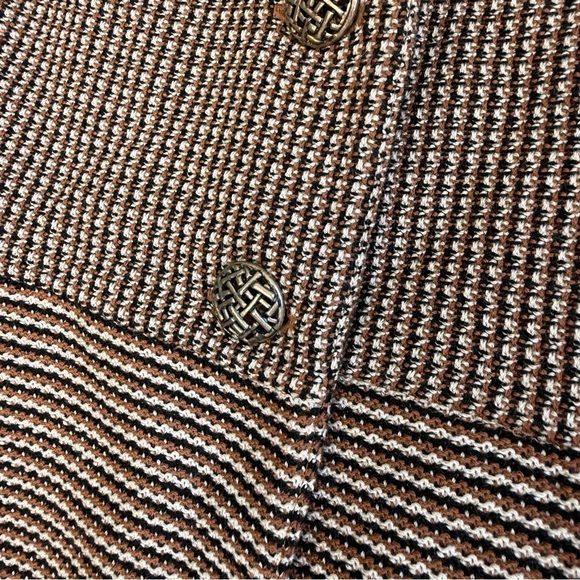 St. John Size 6 Brown Striped Tailored Knit Peplum Jacket Blazer - Picture 2 of 6